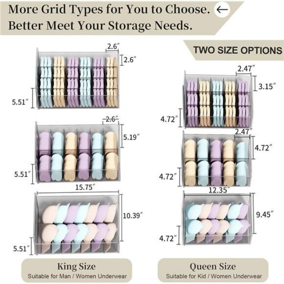 Plastic Underwear Organizer Drawer Closet Storage Box for Bras Socks Ties Scarve - Picture 2 of 7